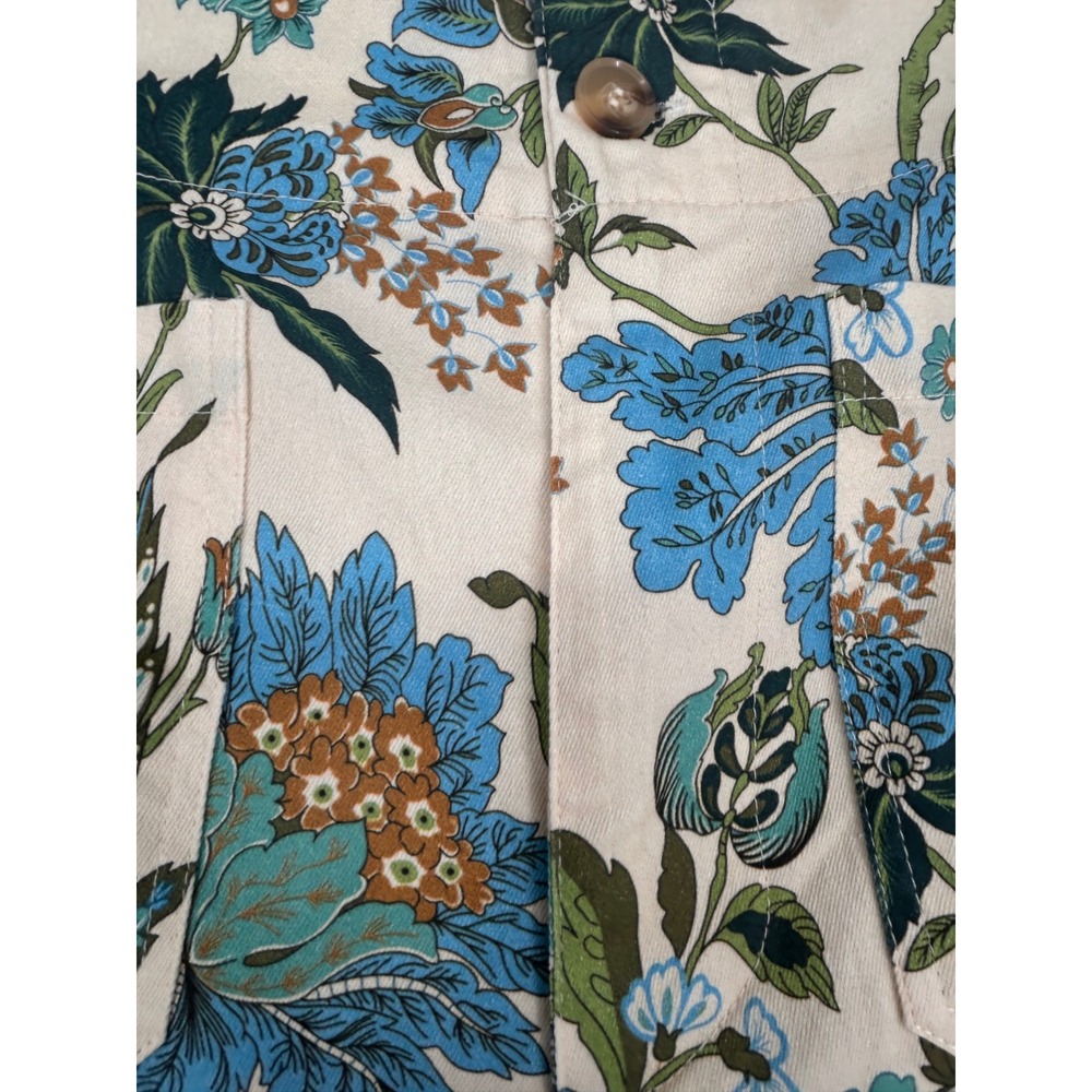 Gigio USA Floral Print High Rise Straight Leg Pants Cream Blue Size Large - Picture 10 of 10